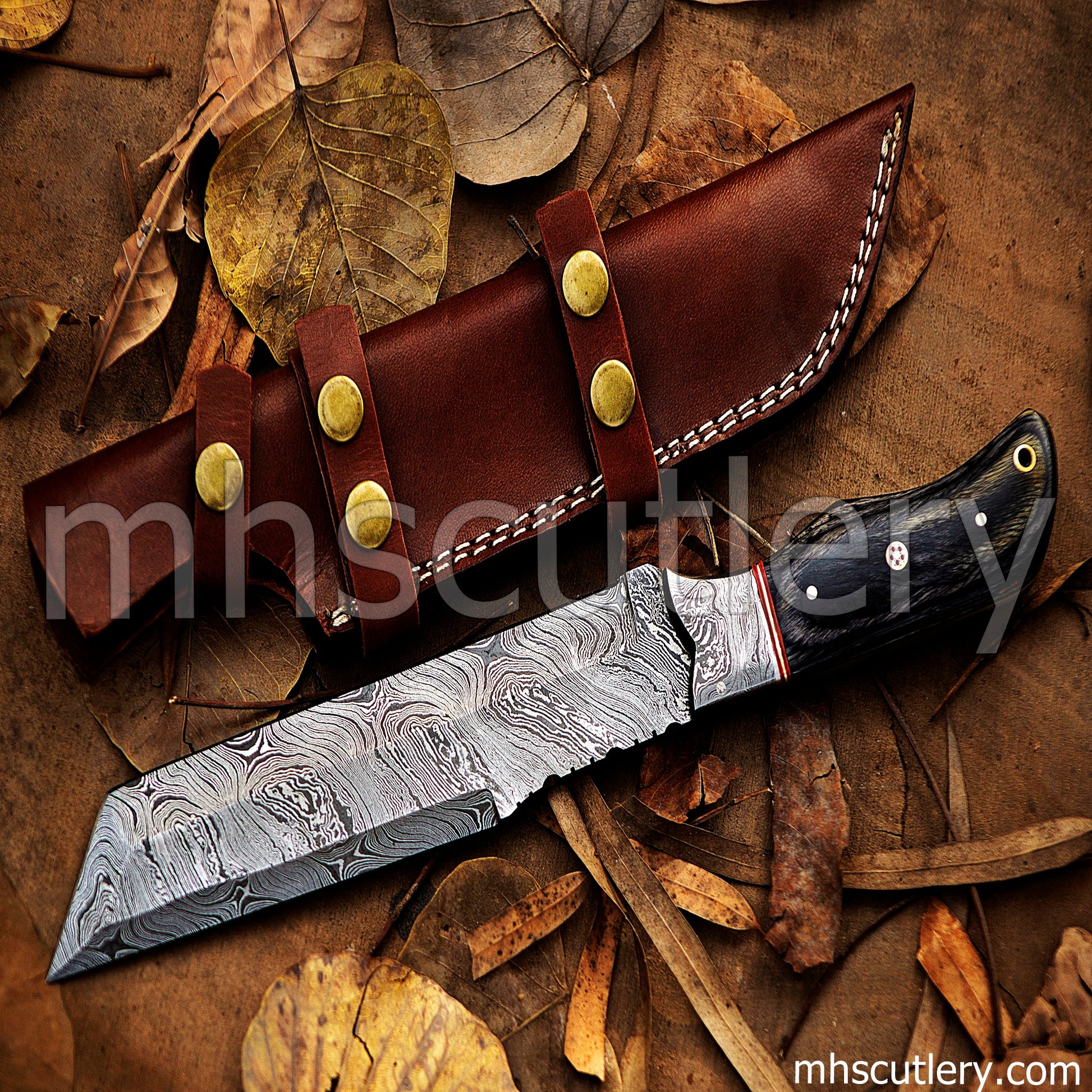 Hand Forged Damascus Steel Long Tactical Tracker Knife | mhscutlery