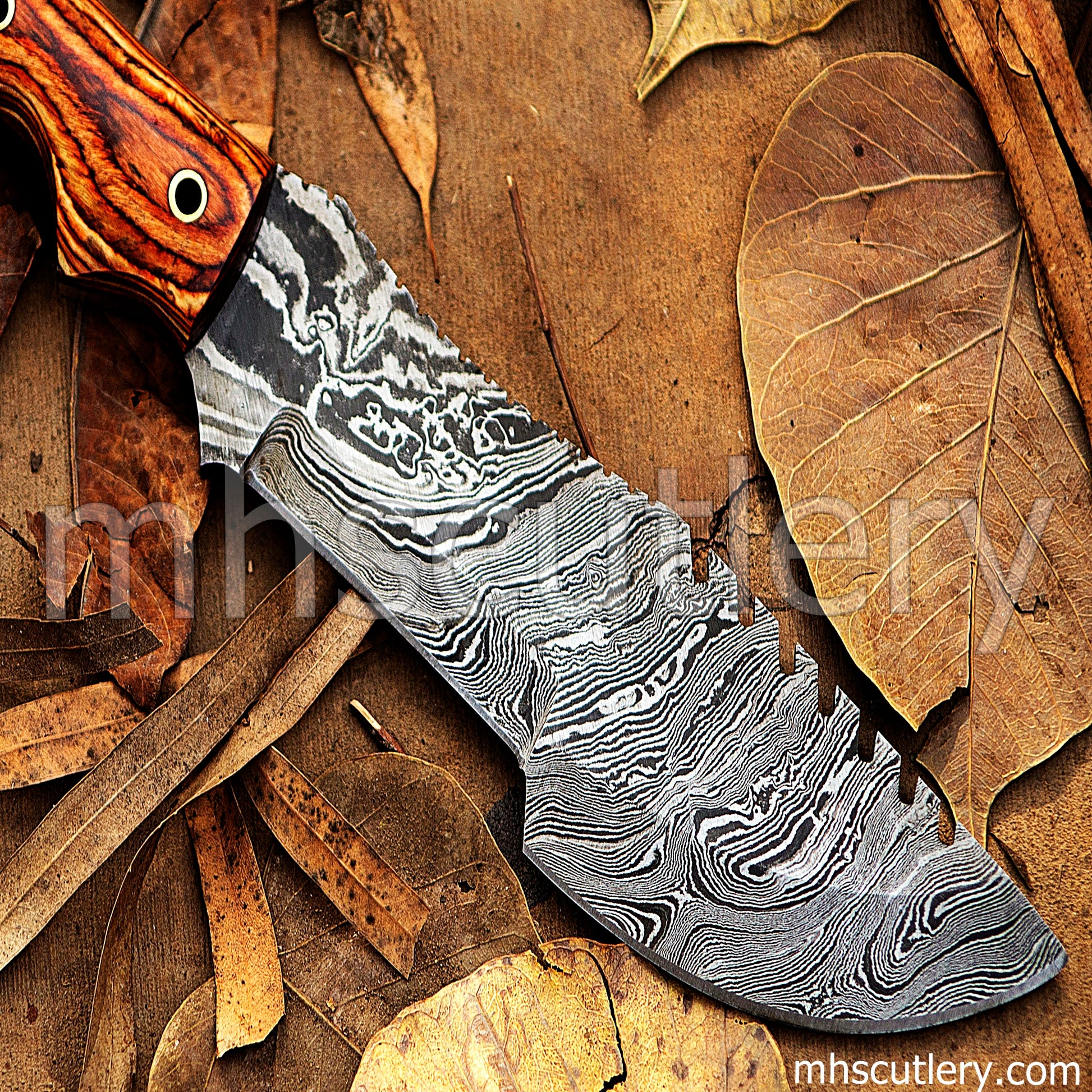 Custom Handmade Damascus Steel Bushcraft Tracker Knife | mhscutlery