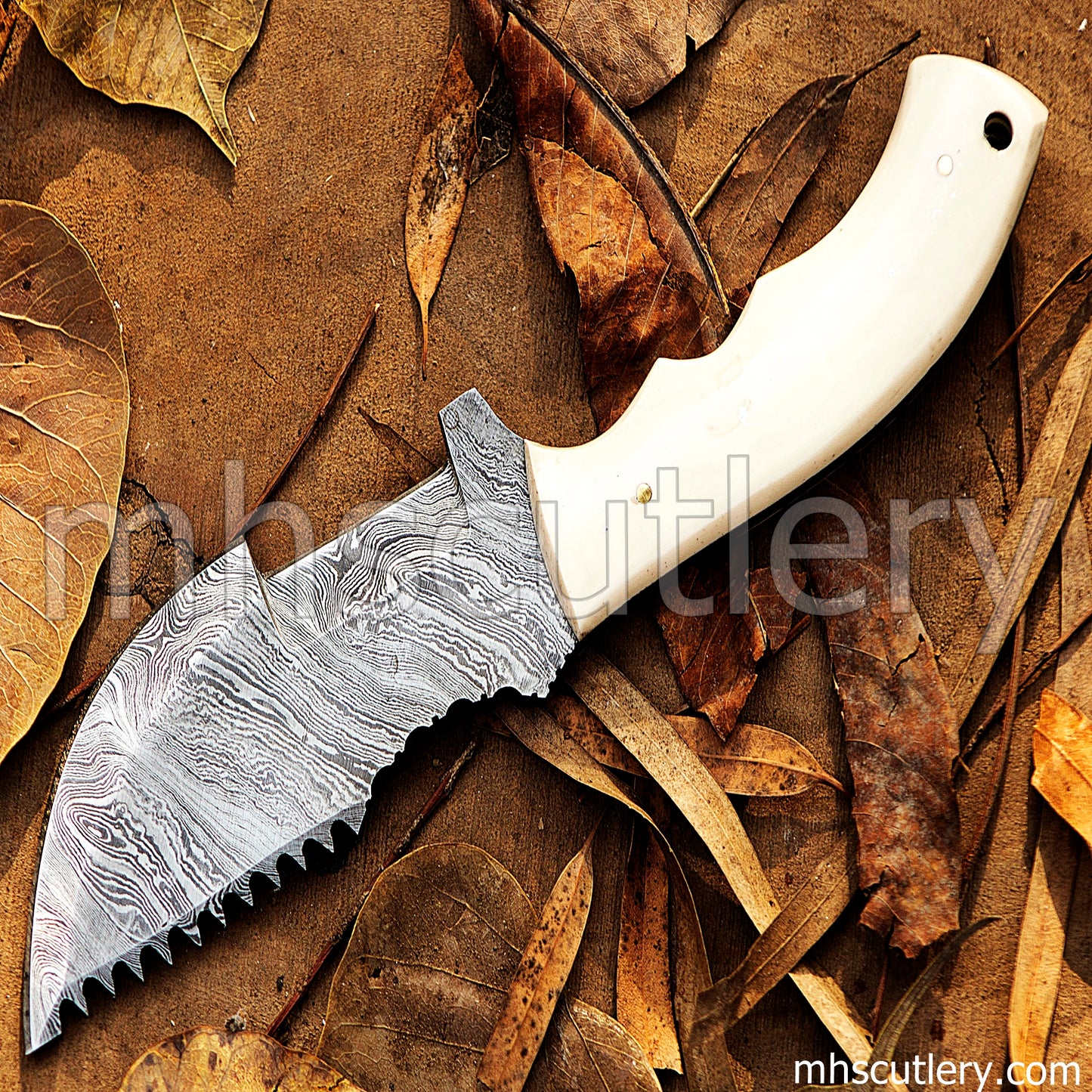 Custom Hand Forged Damascus Steel Tactical Tracker Knife | mhscutlery