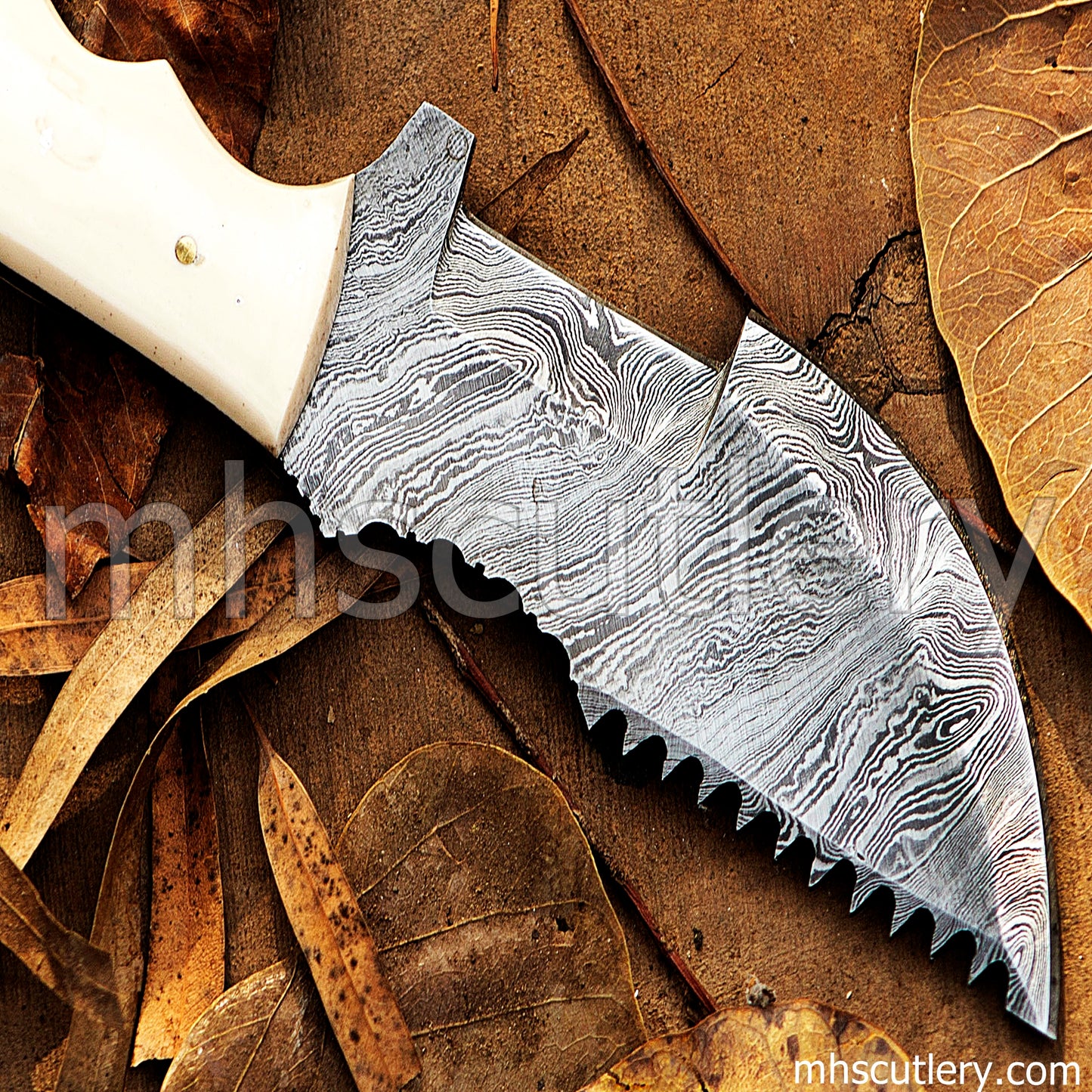 Custom Hand Forged Damascus Steel Tactical Tracker Knife | mhscutlery