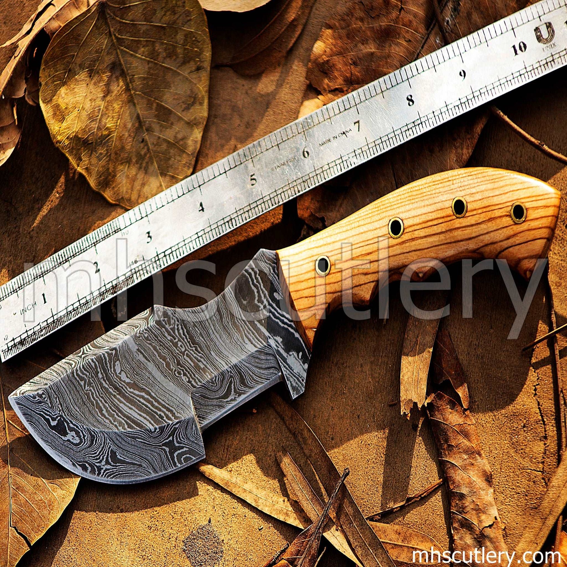 Custom Hand Forged Damascus Steel Tactical Bushcraft Tracker | mhscutlery