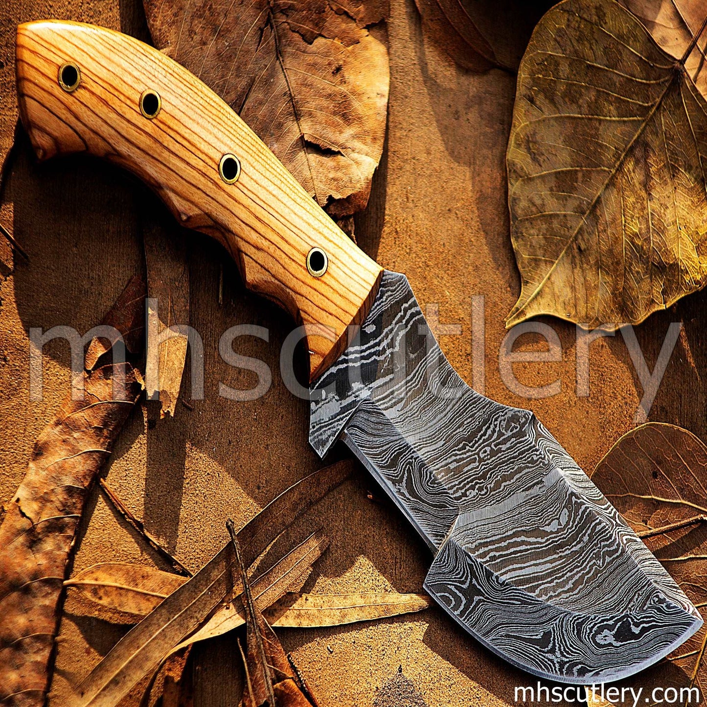 Custom Hand Forged Damascus Steel Tactical Bushcraft Tracker | mhscutlery