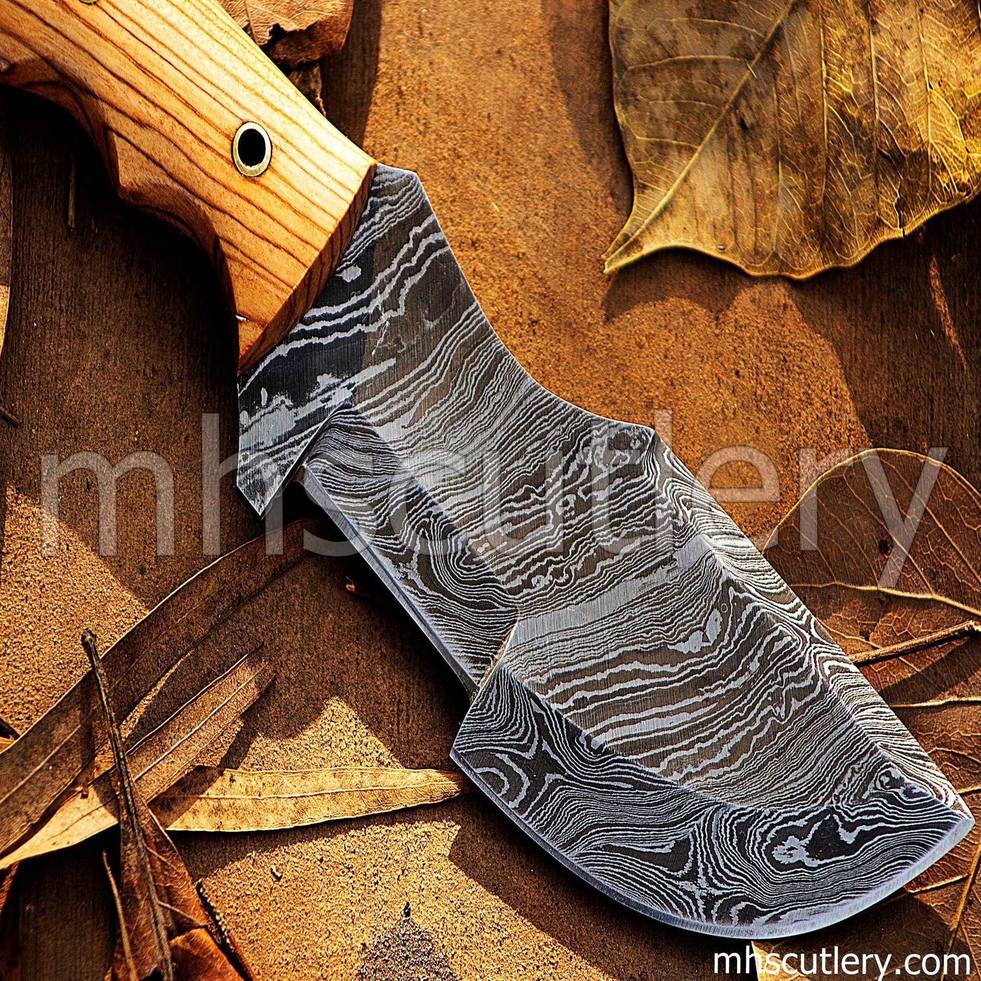 Custom Hand Forged Damascus Steel Tactical Bushcraft Tracker | mhscutlery