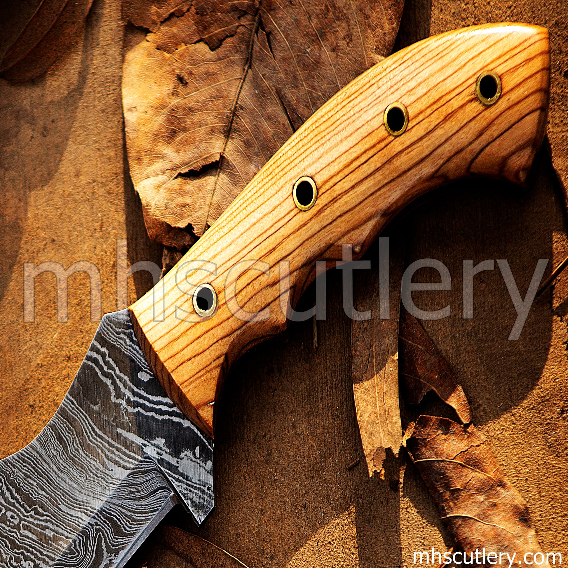 Custom Hand Forged Damascus Steel Tactical Bushcraft Tracker | mhscutlery
