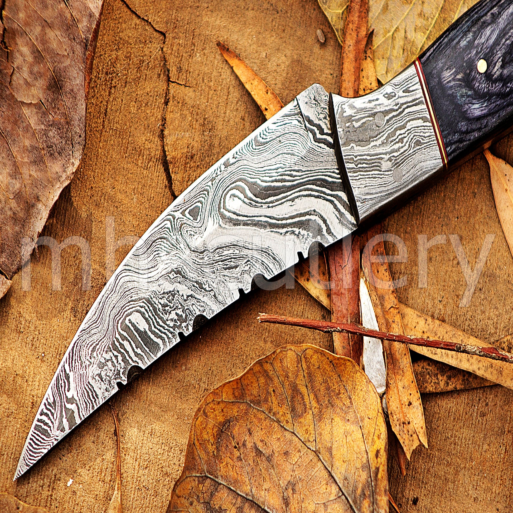 Hand Forged Damascus Steel Skinner Hunting Knife With Pakka Wood Handle | mhscutlery