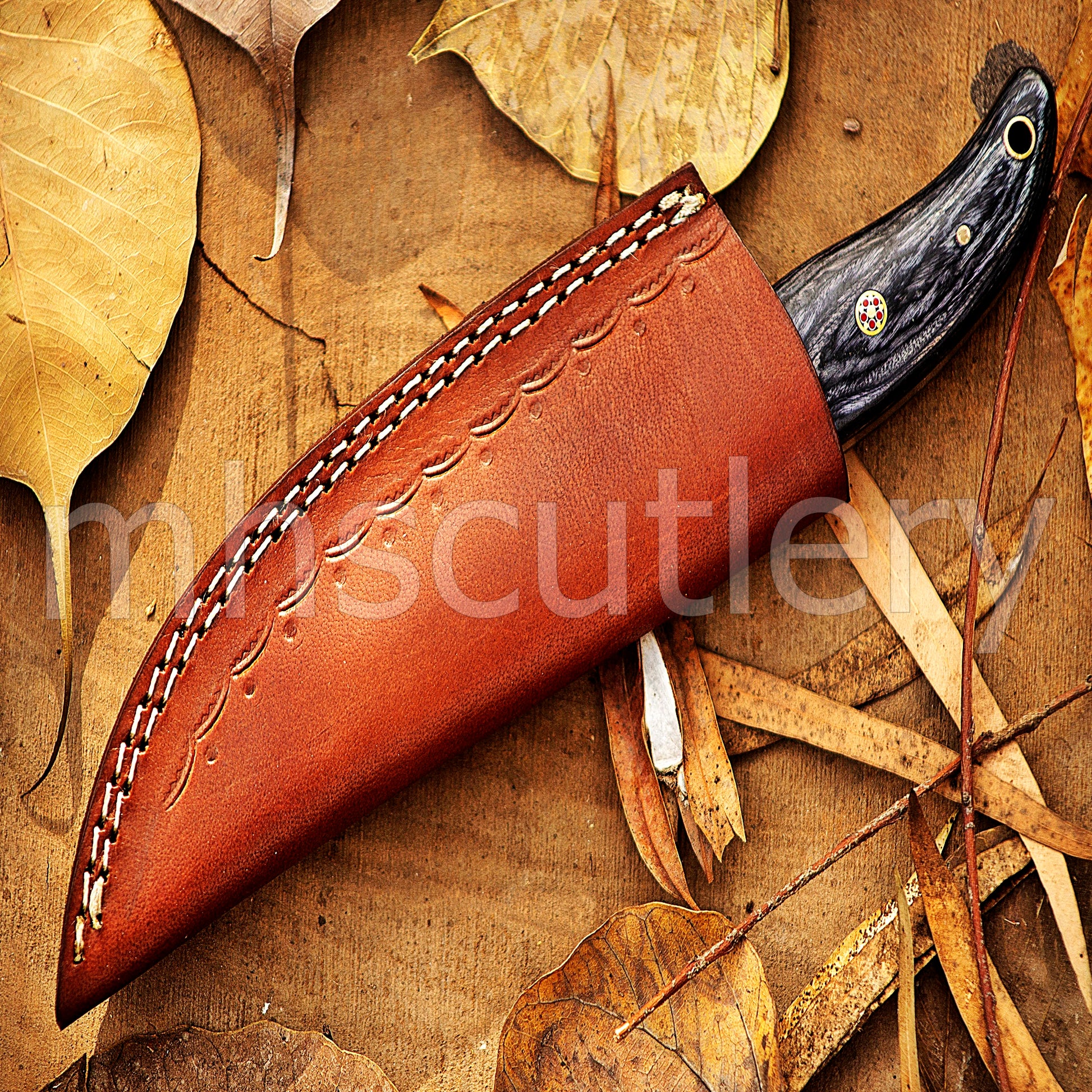 Hand Forged Damascus Steel Skinner Hunting Knife With Pakka Wood Handle | mhscutlery
