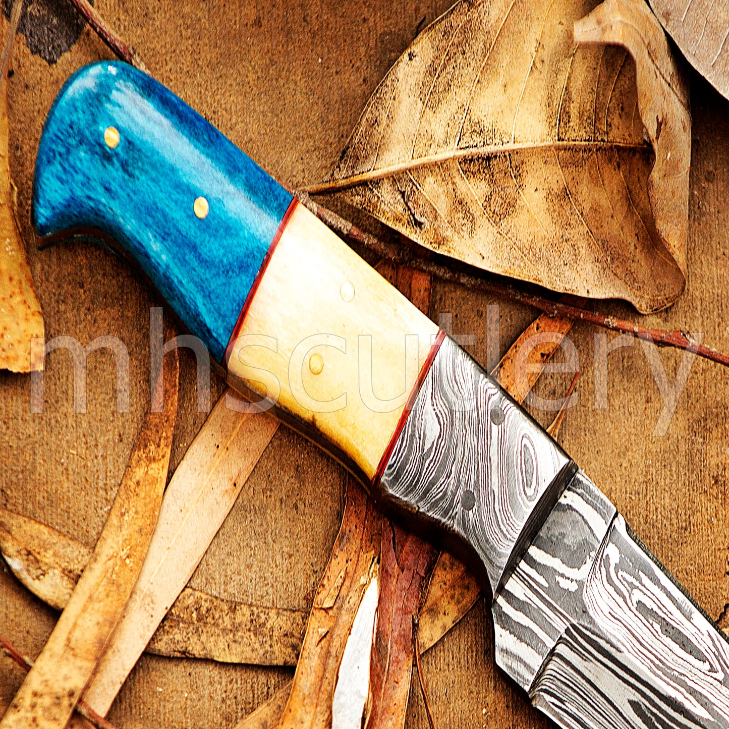 Custom Handmade Damascus Steel Fixed Blade Skinner Knife | mhscutlery