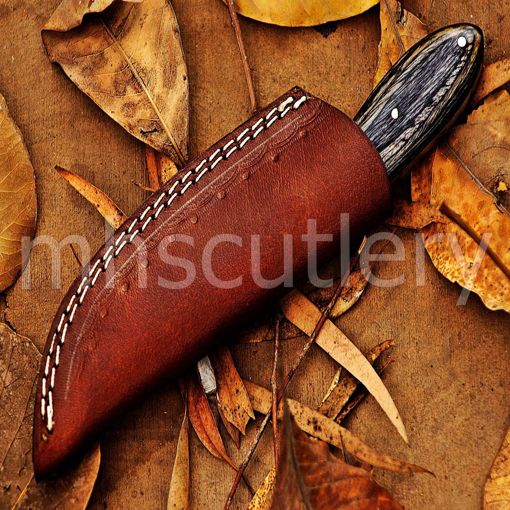 Custom Hand Forged Damascus Steel Mini Hunter Skinner Knife | mhscutlery