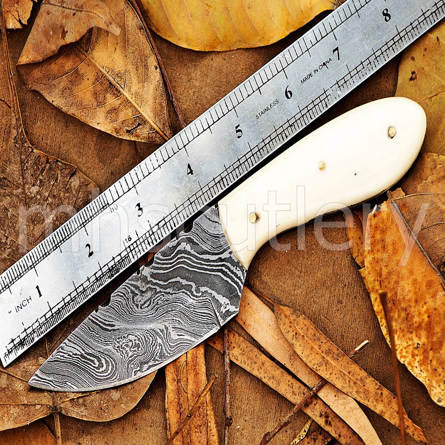 Handmade Mini Skinner Damascus Steel Knife | mhscutlery