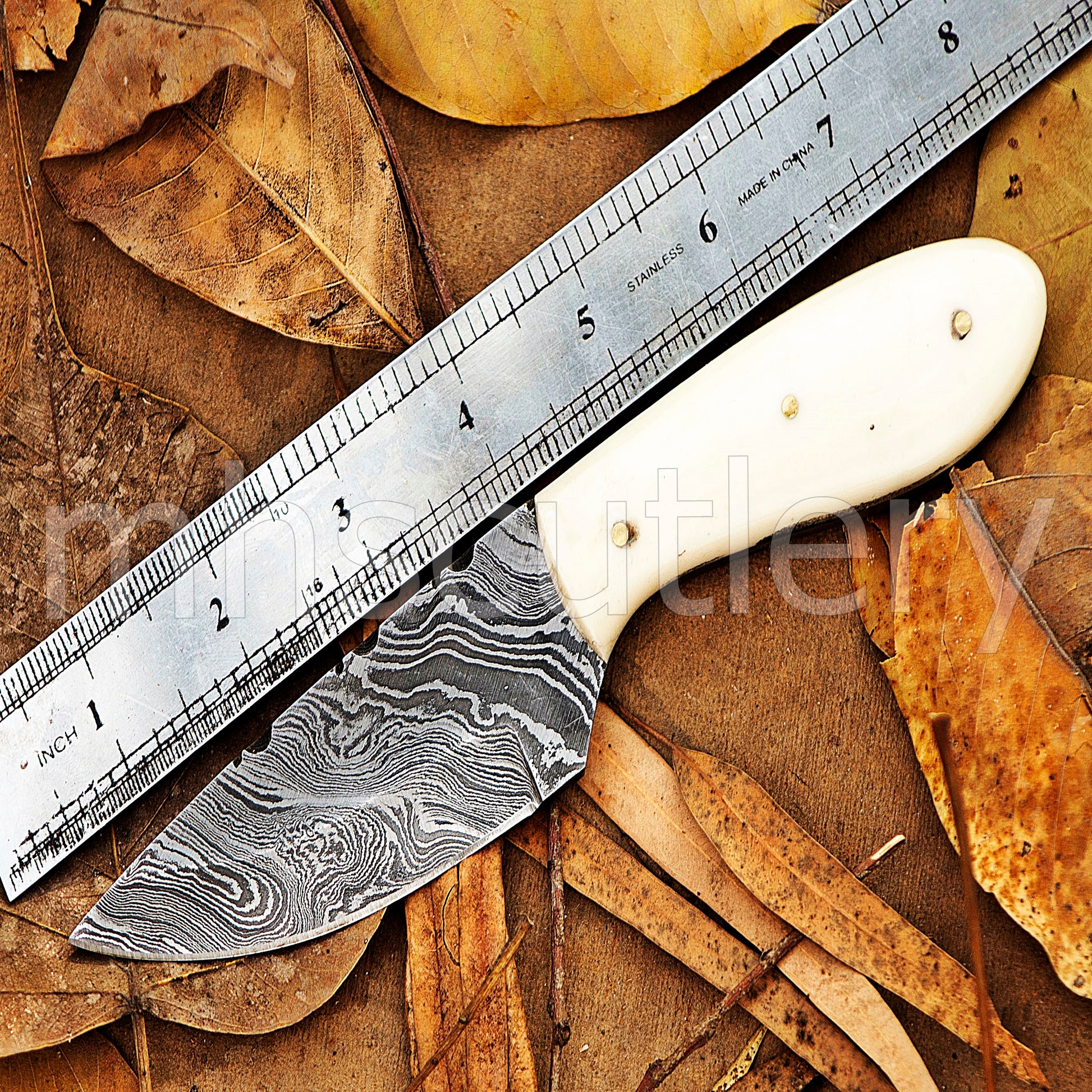 Handmade Mini Skinner Damascus Steel Knife | mhscutlery