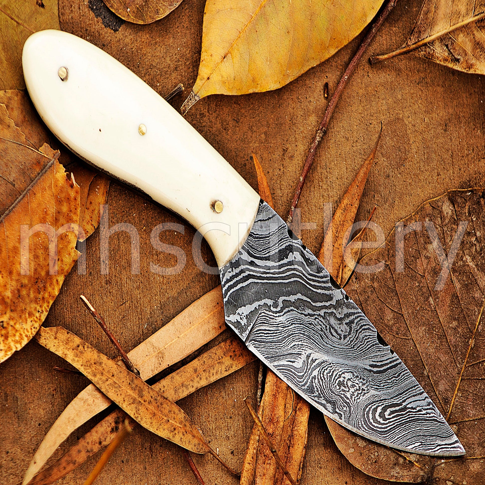 Handmade Mini Skinner Damascus Steel Knife | mhscutlery
