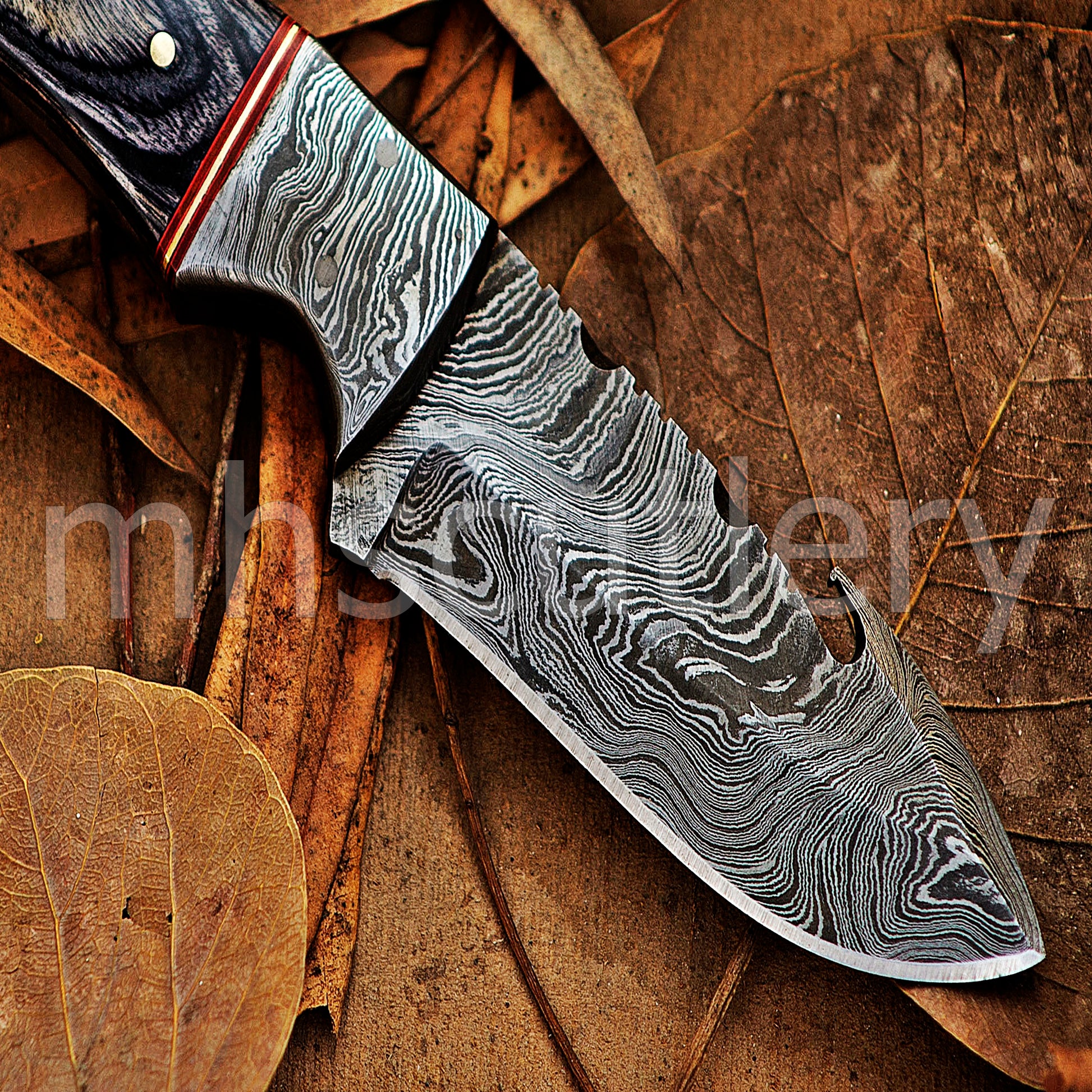 Damascus Steel Gut-Hook Skinner Knife | mhscutlery