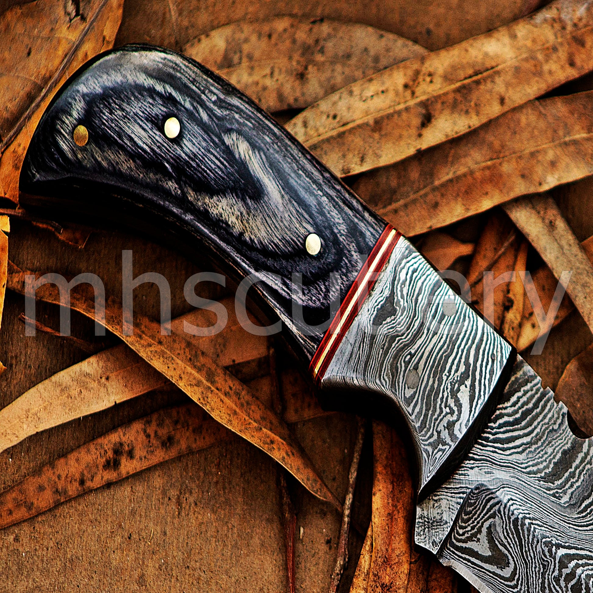 Damascus Steel Gut-Hook Skinner Knife | mhscutlery