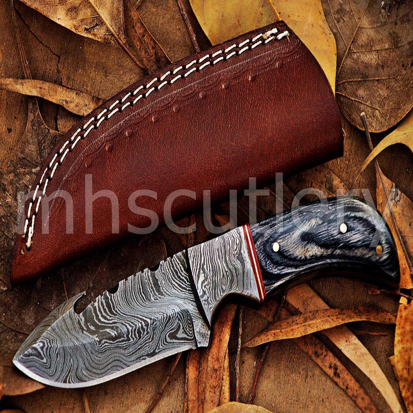Damascus Steel Gut-Hook Skinner Knife | mhscutlery