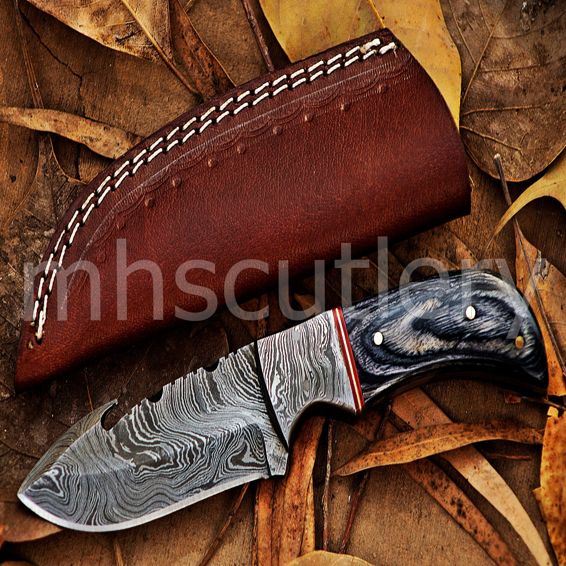 Damascus Steel Gut-Hook Skinner Knife | mhscutlery