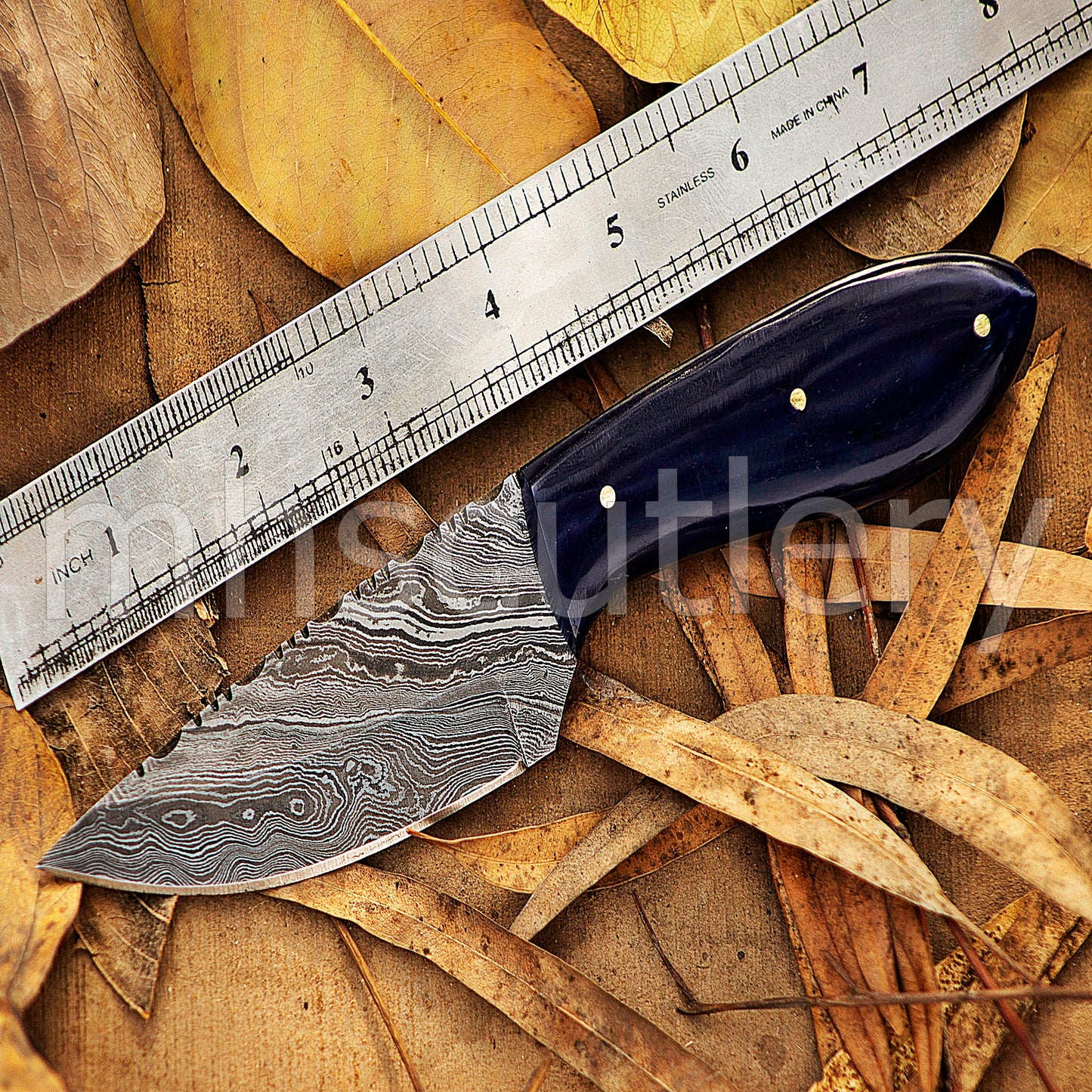 Damascus Steel Mini Fixed Blade Hunting Skinner Knife | mhscutlery
