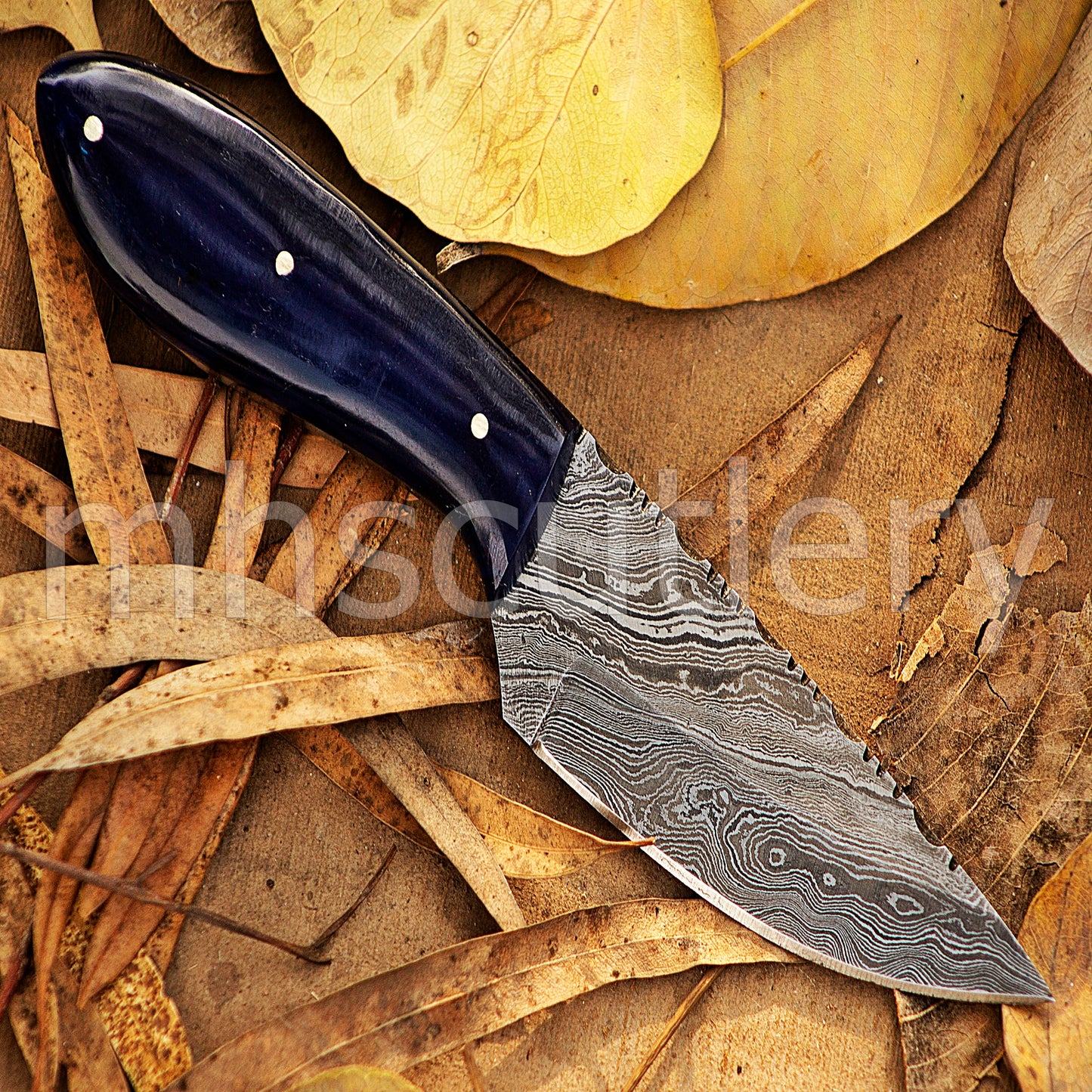 Damascus Steel Mini Fixed Blade Hunting Skinner Knife | mhscutlery