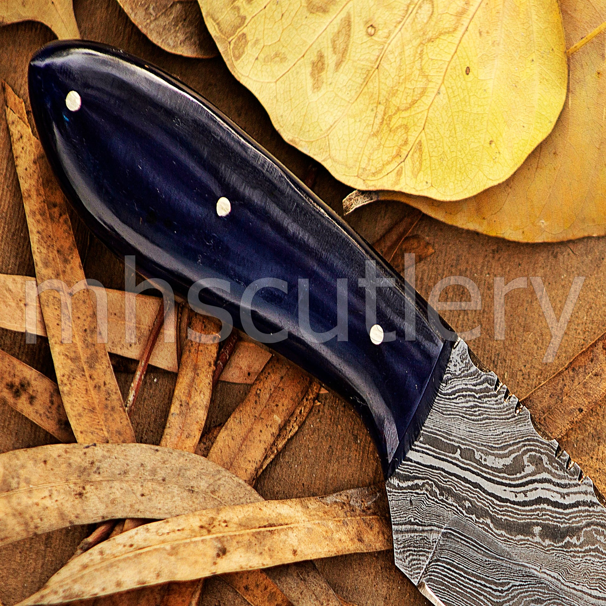 Damascus Steel Mini Fixed Blade Hunting Skinner Knife | mhscutlery