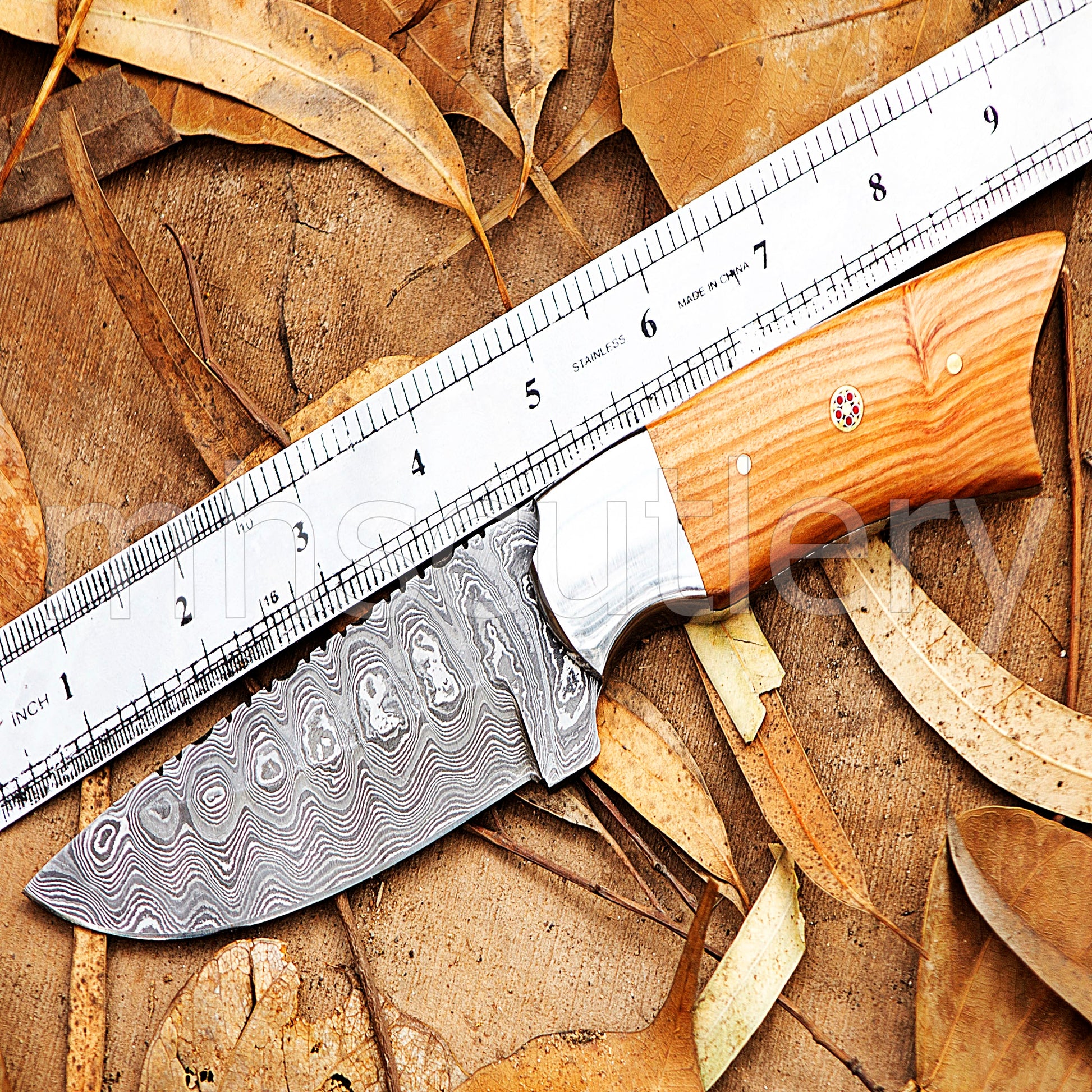 Custom Handmade Damascus Steel Skinner Knife | mhscutlery