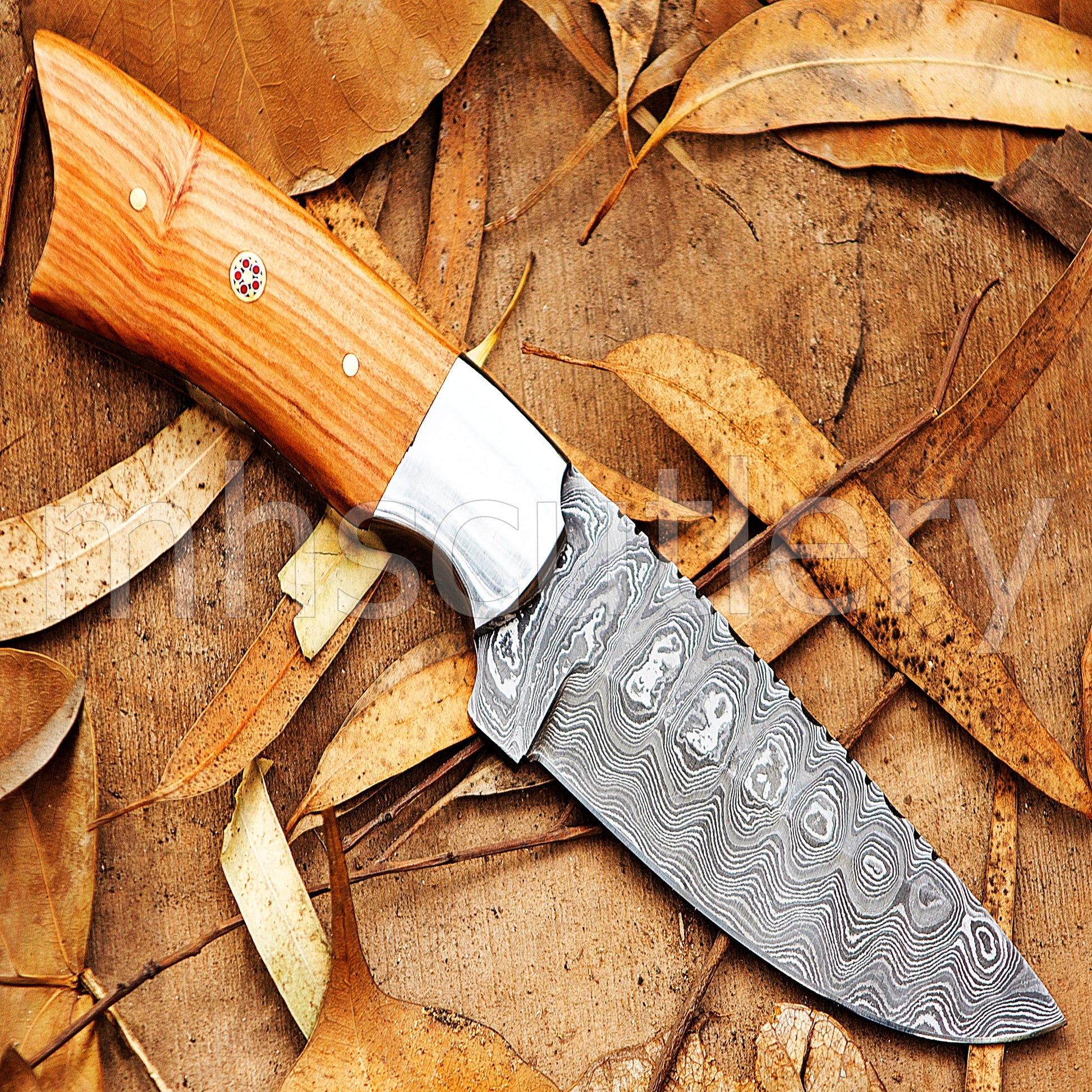 Custom Handmade Damascus Steel Skinner Knife | mhscutlery