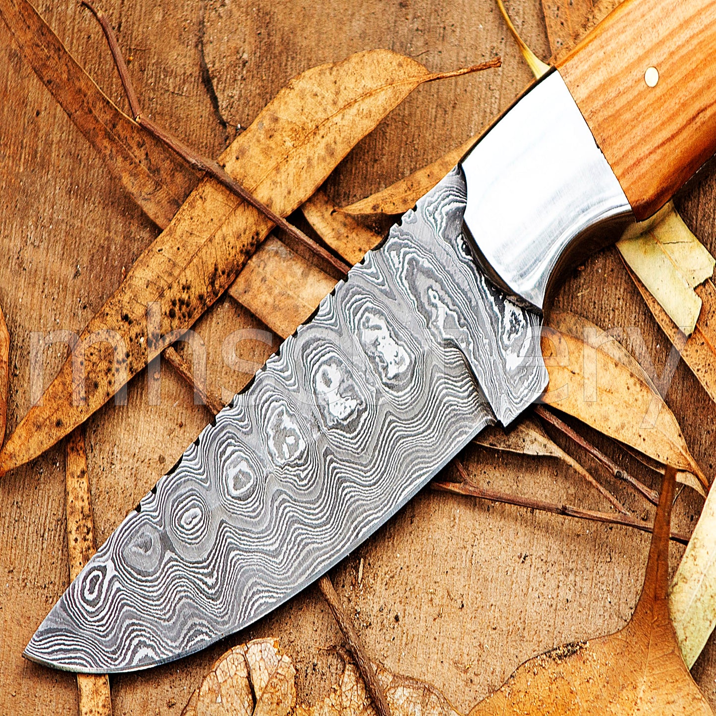 Custom Handmade Damascus Steel Skinner Knife | mhscutlery