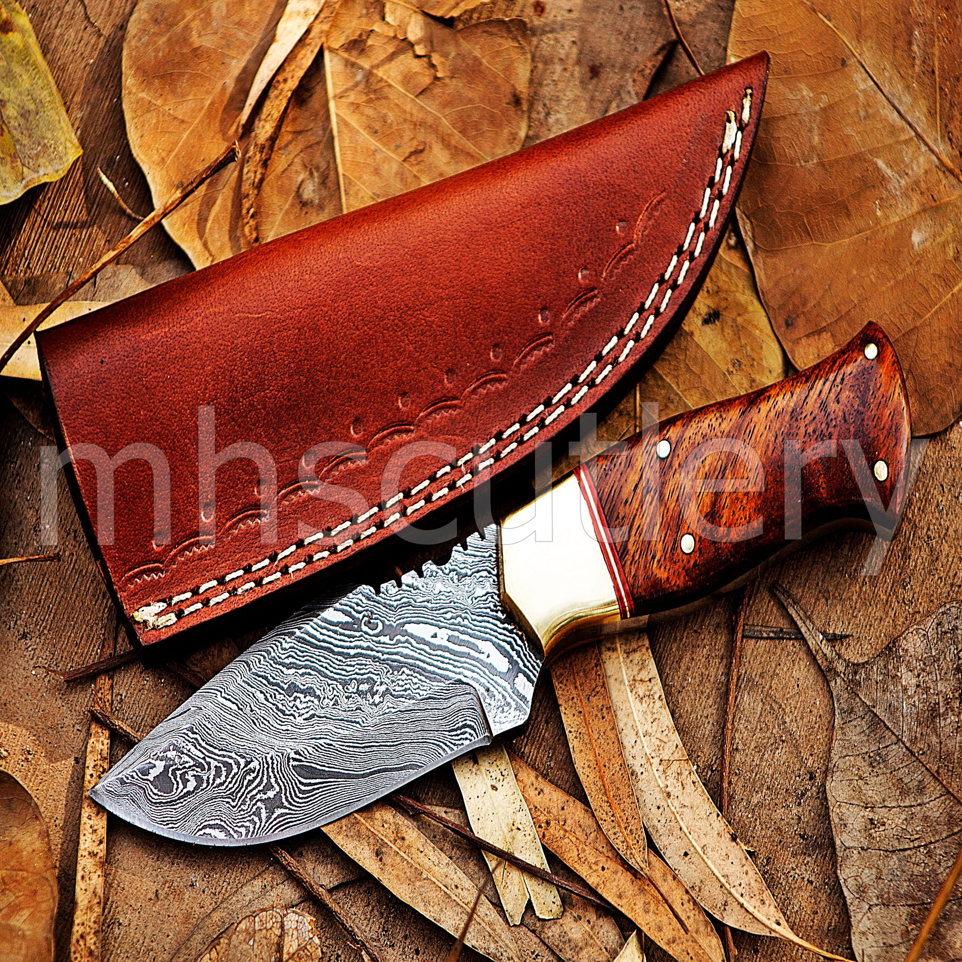 Damascus Steel Tactical Fixed Blade Skinner Knife | mhscutlery