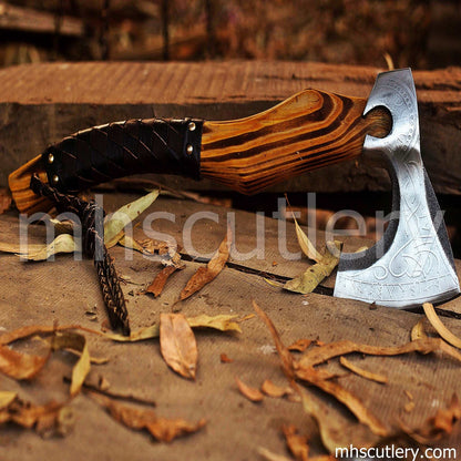 Custom Hand Forged Carbon Steel Bushcraft Axe | mhscutlery
