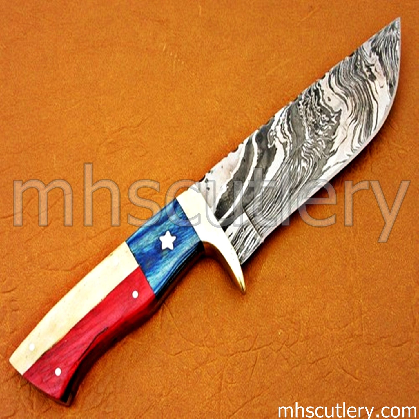Custom Hand Forged Damascus Steel Veteran Knife | mhscutlery