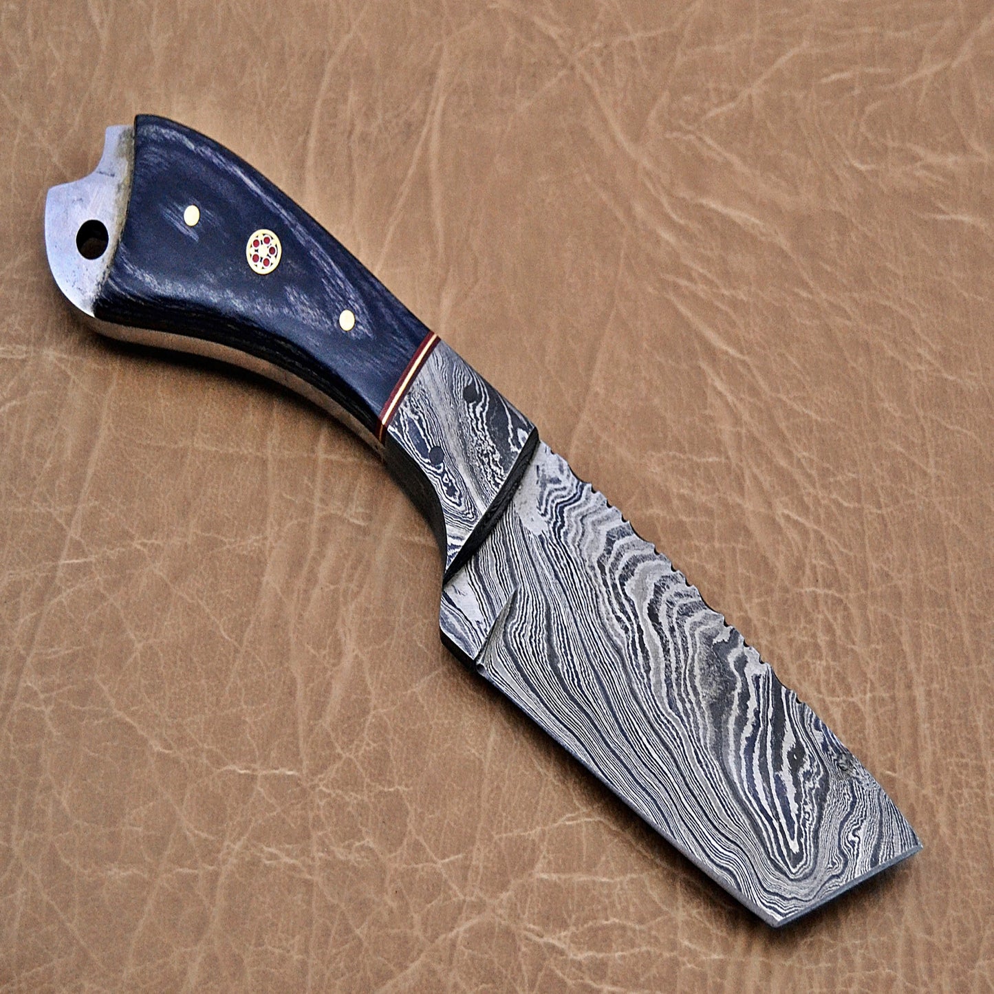 Hand-Forged Damascus Steel Fancy Tanto | Custom Fixed Blade