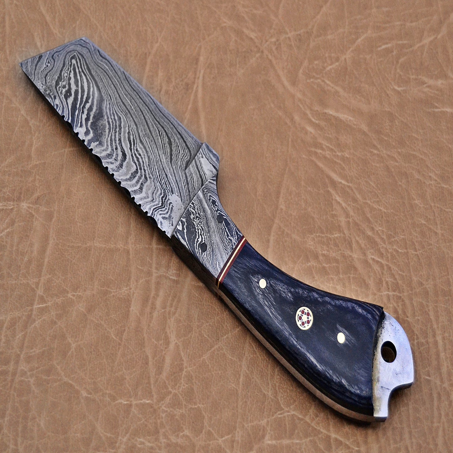 Hand-Forged Damascus Steel Fancy Tanto | Custom Fixed Blade