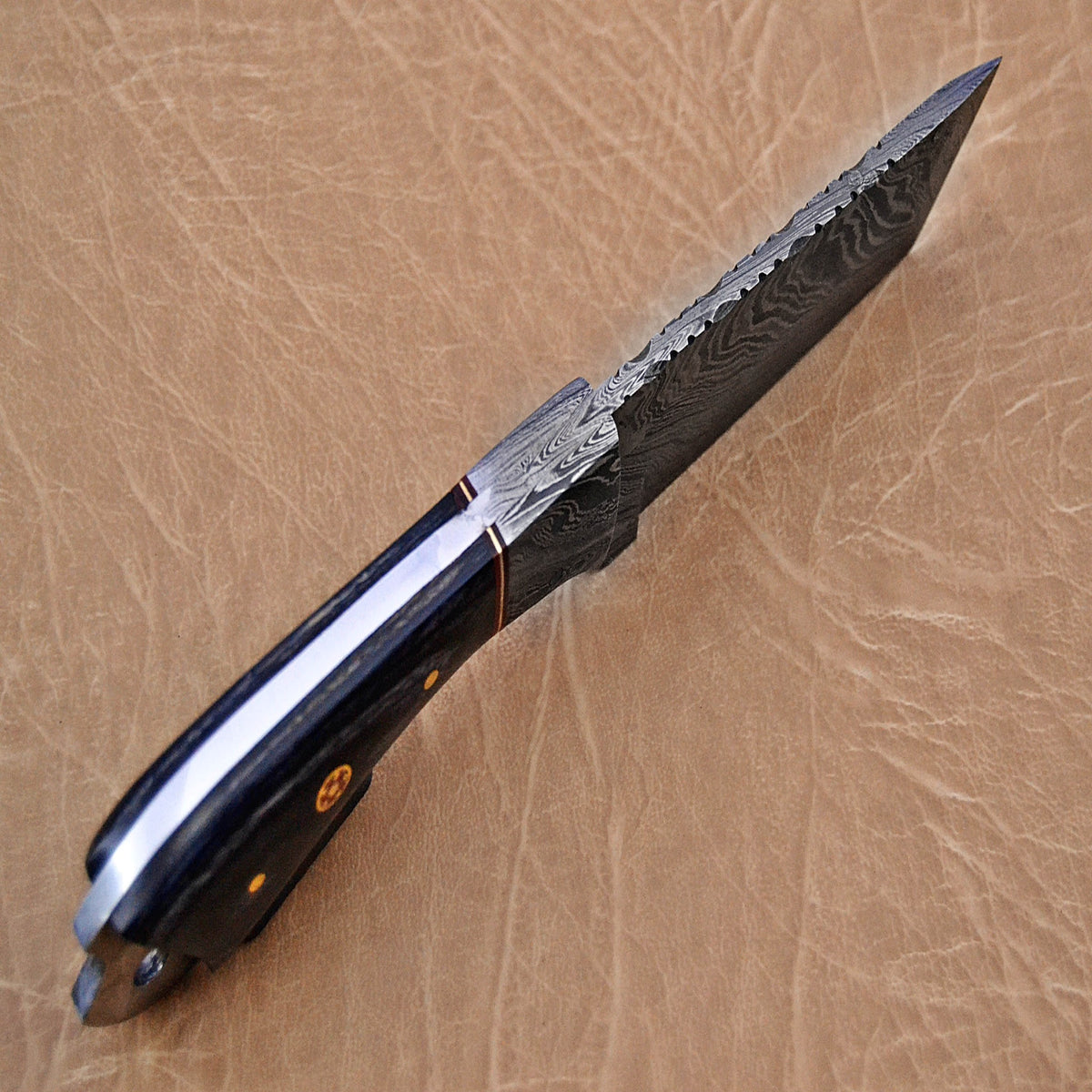 Hand-Forged Damascus Steel Fancy Tanto | Custom Fixed Blade