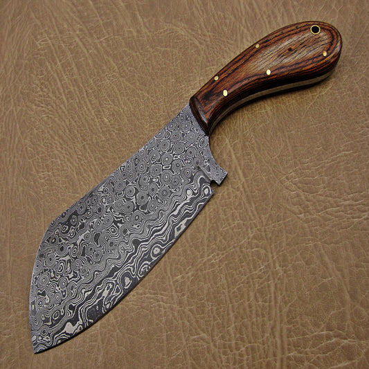 Raindrop Damascus Steel Chef's Kitchen Cleaver | Custom Chopper