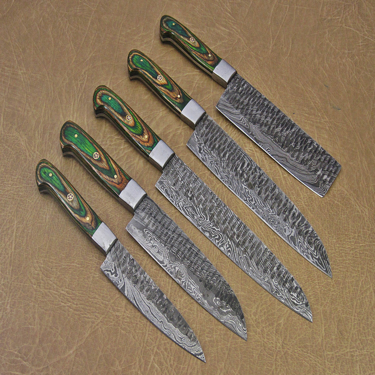 Hand-Forged Damascus Steel Chef Knives Set | Custom Kitchen