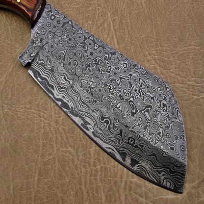Raindrop Damascus Steel Chef's Kitchen Cleaver | Custom Chopper