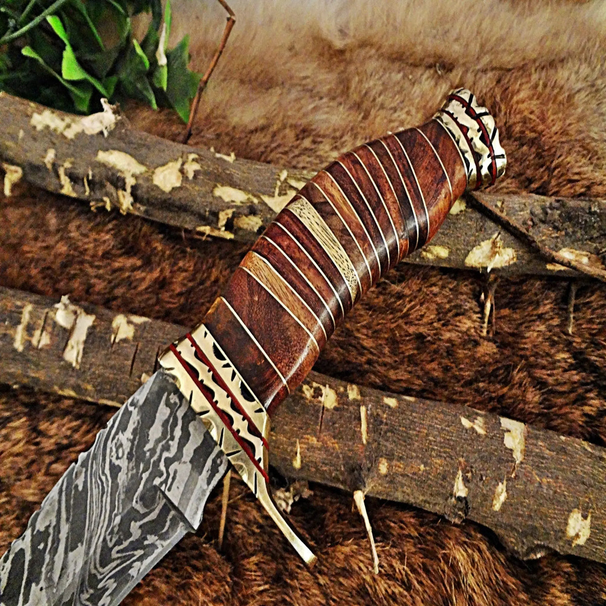 Hand-Forged Damascus Steel Bowie Knife | Custom Hunting