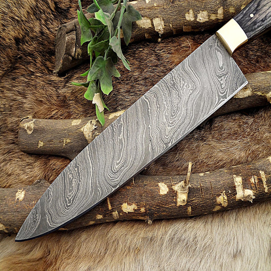 Damascus Steel Chef's Kitchen Knife | Pakka Wood Handle