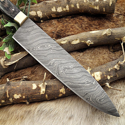 Damascus Steel Chef's Kitchen Knife | Pakka Wood Handle