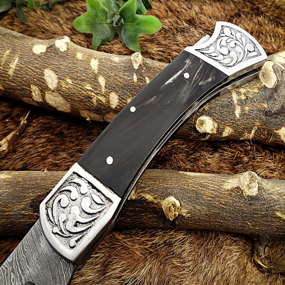 Hand-Forged Damascus Steel Folding Pocket Knife | Custom EDC