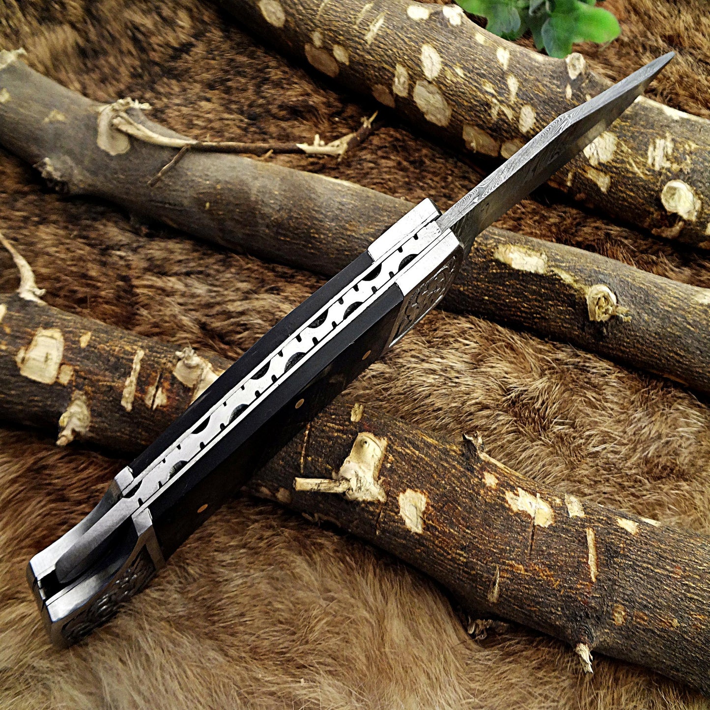 Hand-Forged Damascus Steel Folding Pocket Knife | Custom EDC