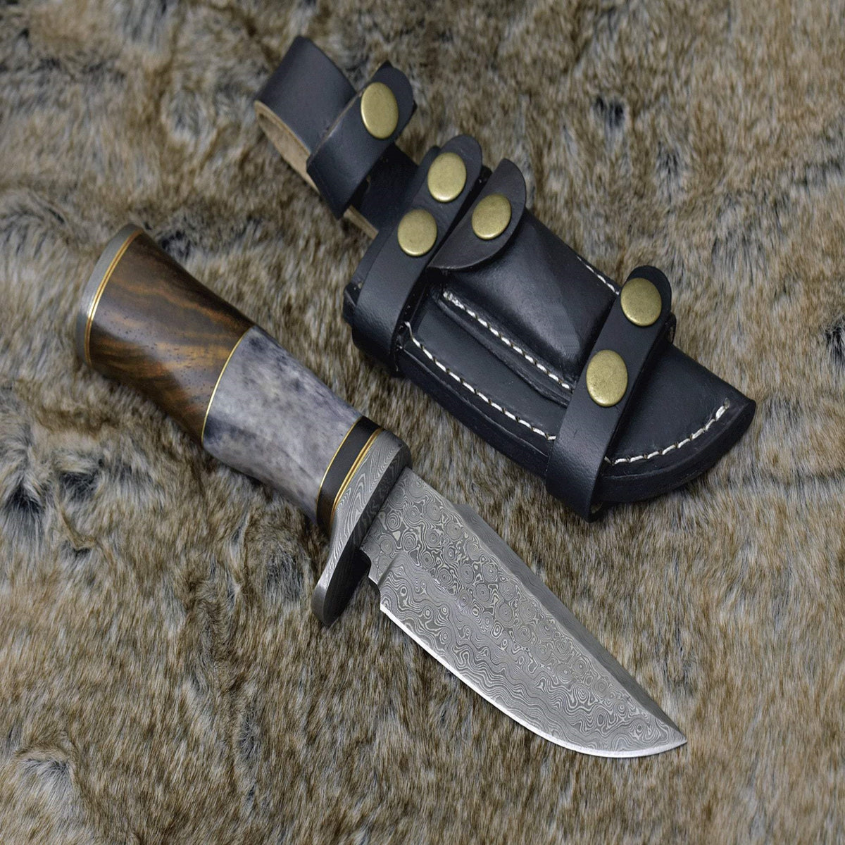 Hand-Forged Raindrop Damascus Steel Tactical Knife | Custom Fixed Blade