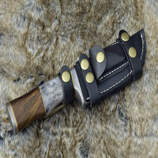 Hand-Forged Raindrop Damascus Steel Tactical Knife | Custom Fixed Blade
