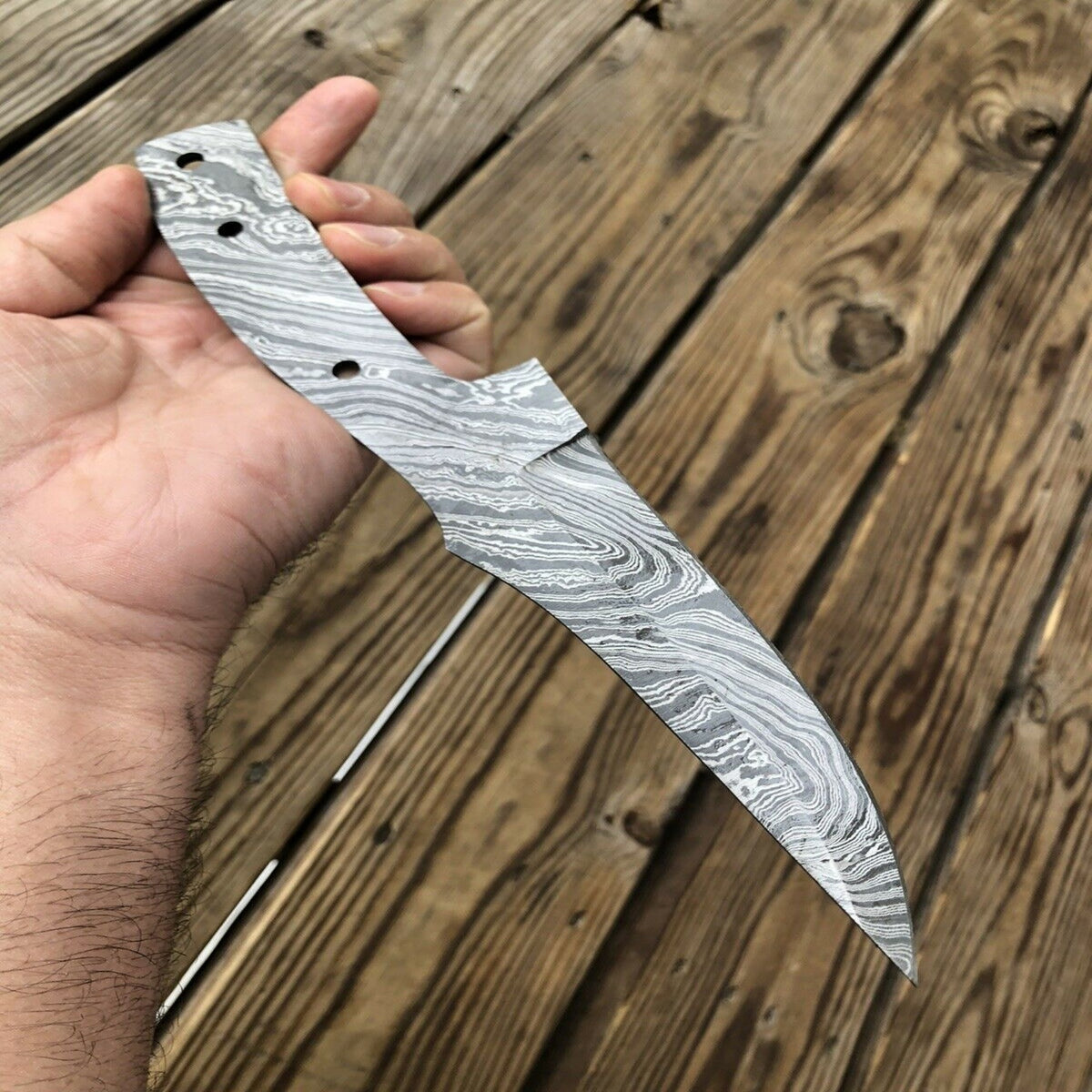 Hand-Forged Damascus Steel Fishing Knife Blank Blade | DIY