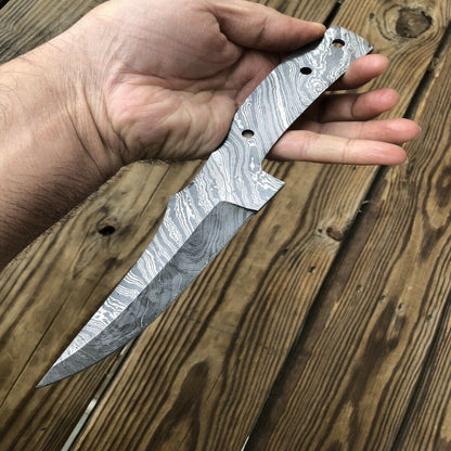 Hand-Forged Damascus Steel Fishing Knife Blank Blade | DIY