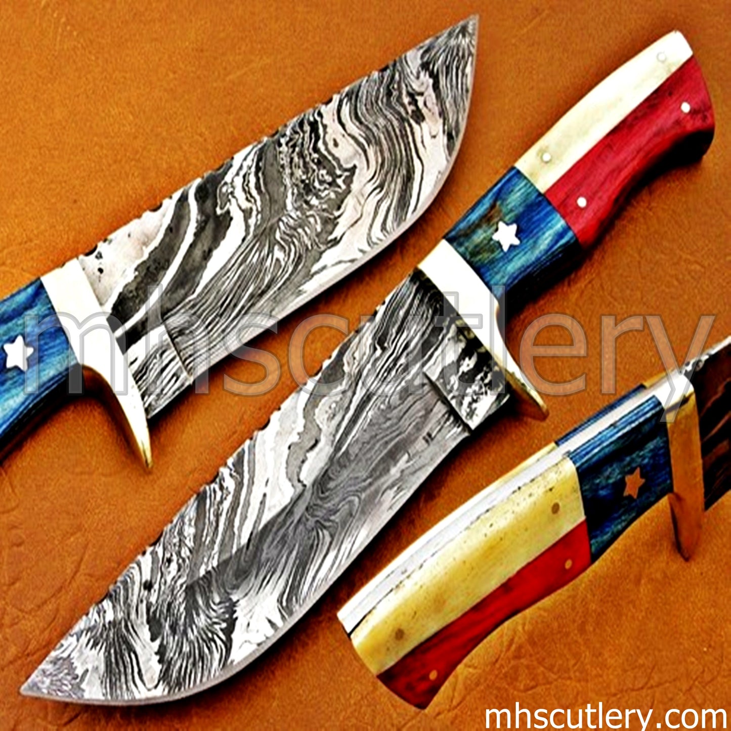 Custom Hand Forged Damascus Steel Veteran Knife | mhscutlery