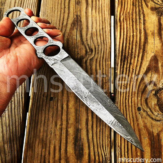 Handmade Damascus Steel Tactical Dagger Knife Blank Blade | mhscutlery