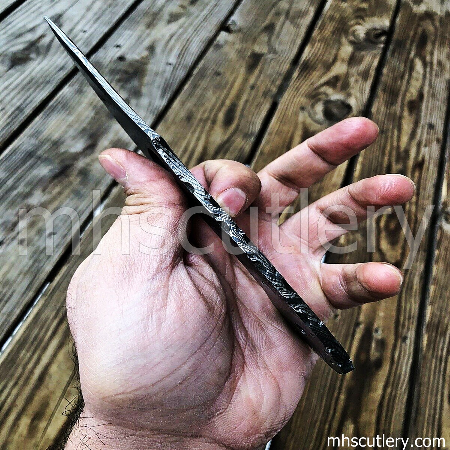 Hand Forged Damascus Steel Skinner Knife Blank Blade | mhscutlery