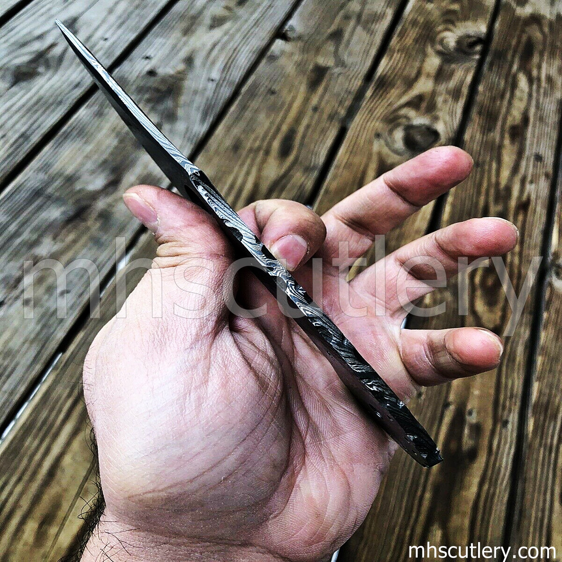 Hand Forged Damascus Steel Skinner Knife Blank Blade | mhscutlery