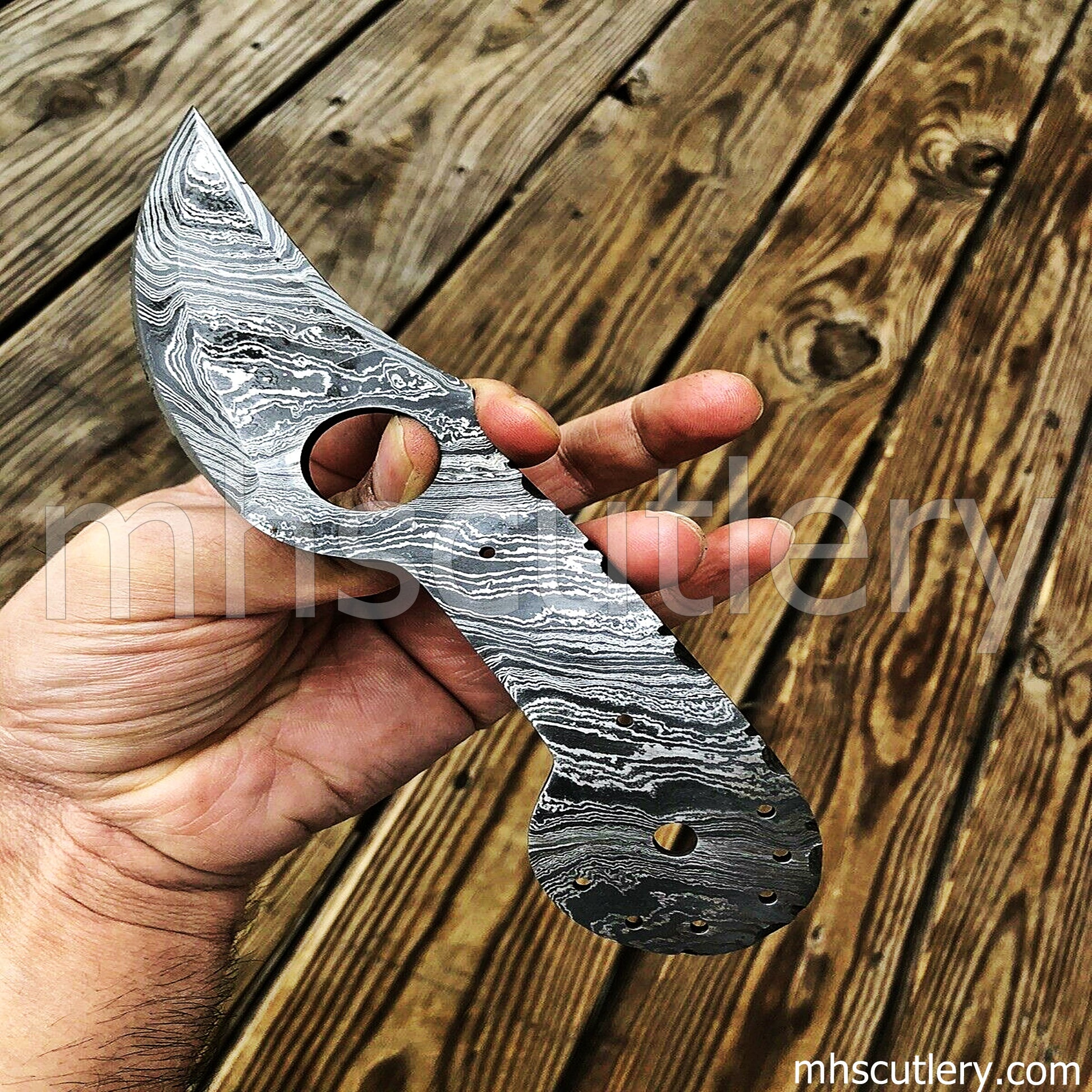Hand Forged Damascus Steel Skinner Knife Blank Blade | mhscutlery