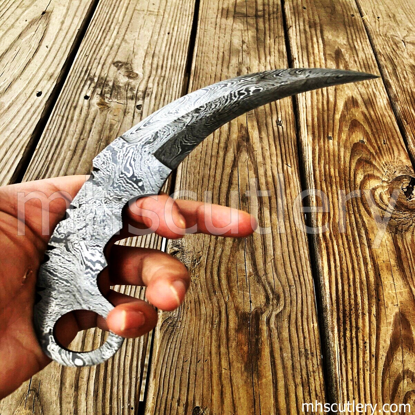 Custom Handmade Damascus Steel Karambit Blank Blade | mhscutlery