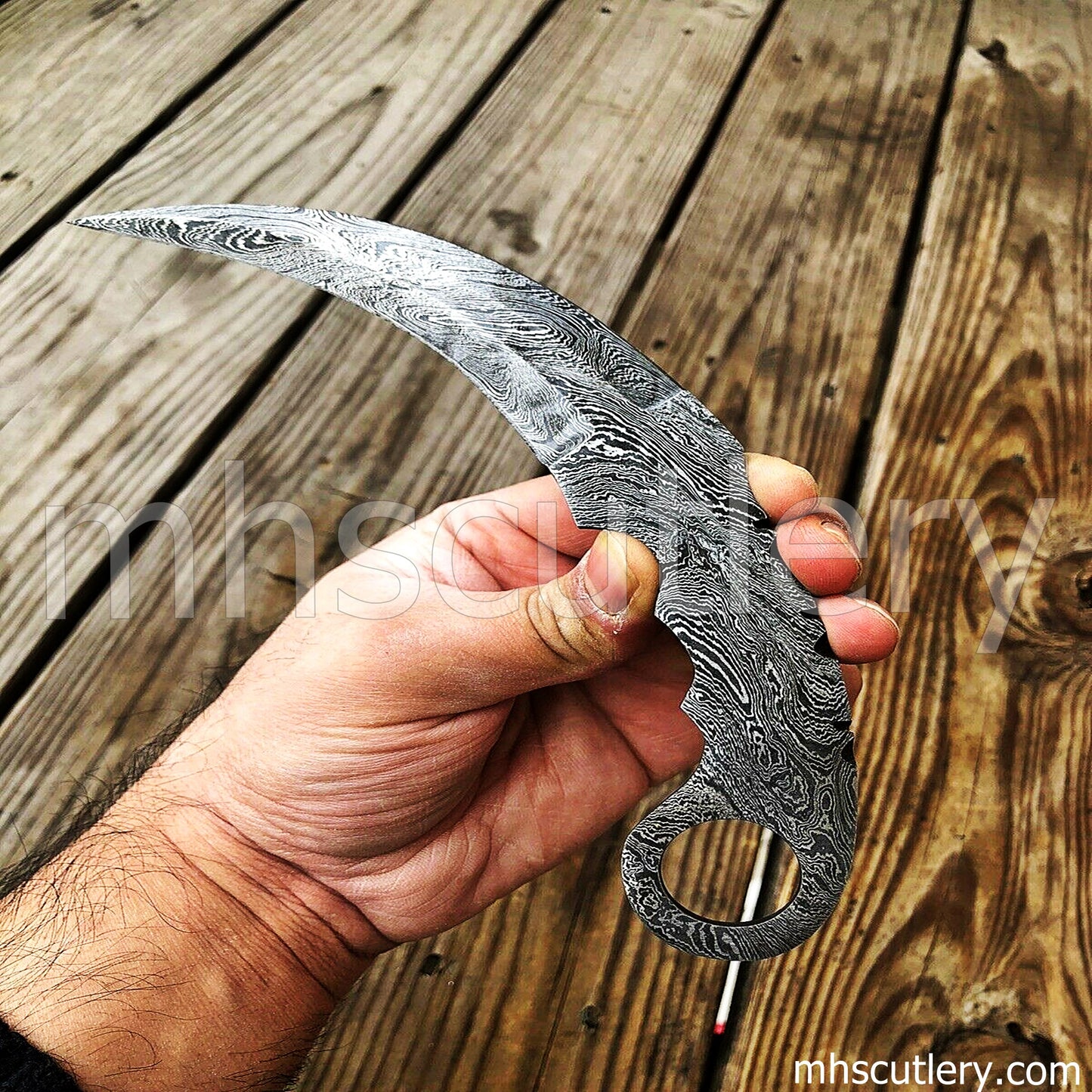 Custom Handmade Damascus Steel Karambit Blank Blade | mhscutlery
